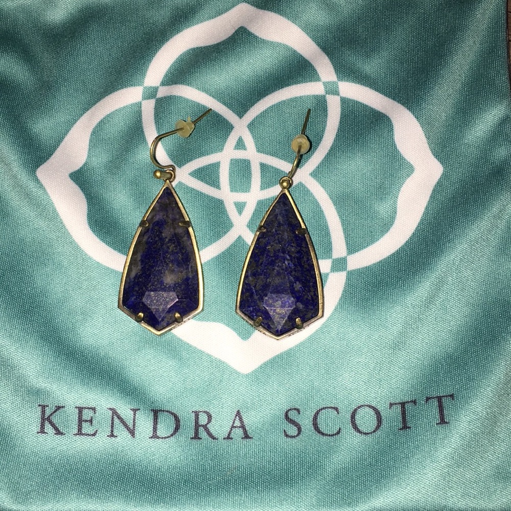 KS Lapis/Antique Brass Carla Earrings